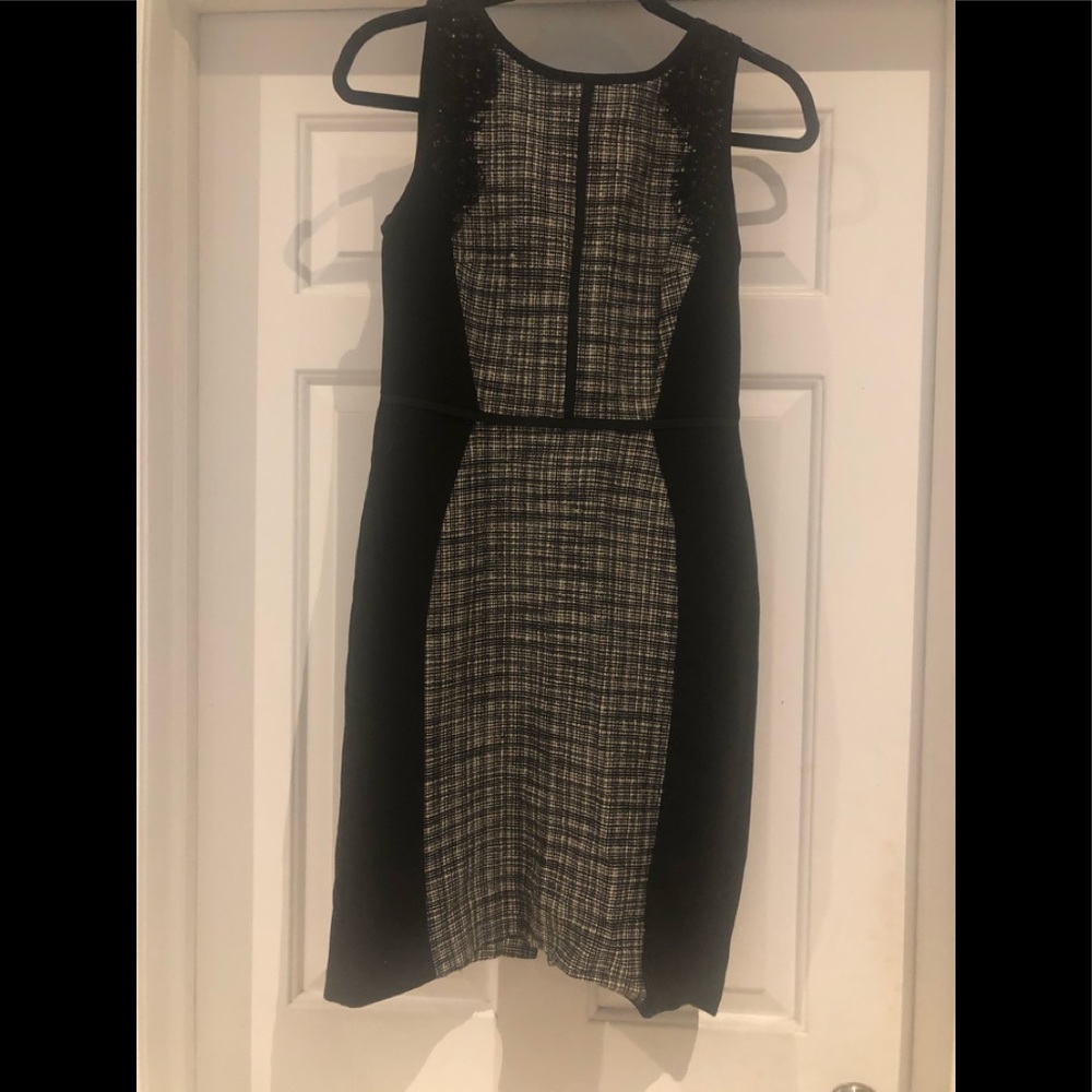 Ann Taylor plaid lace dress